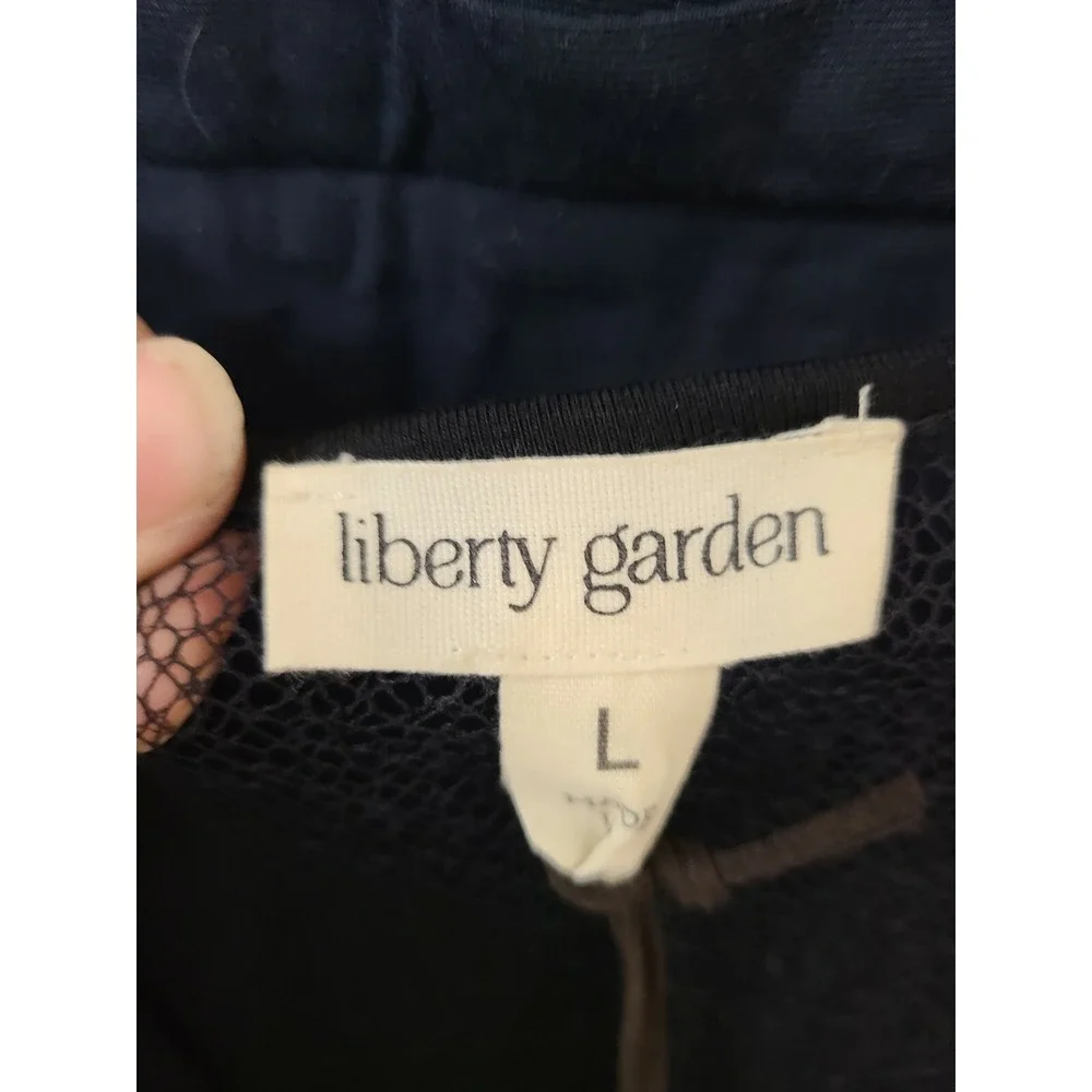 Liberty Garden BOHO Tank Top Womens Large Black Mesh Detail Uneven NWT - Picture 9 of 11
